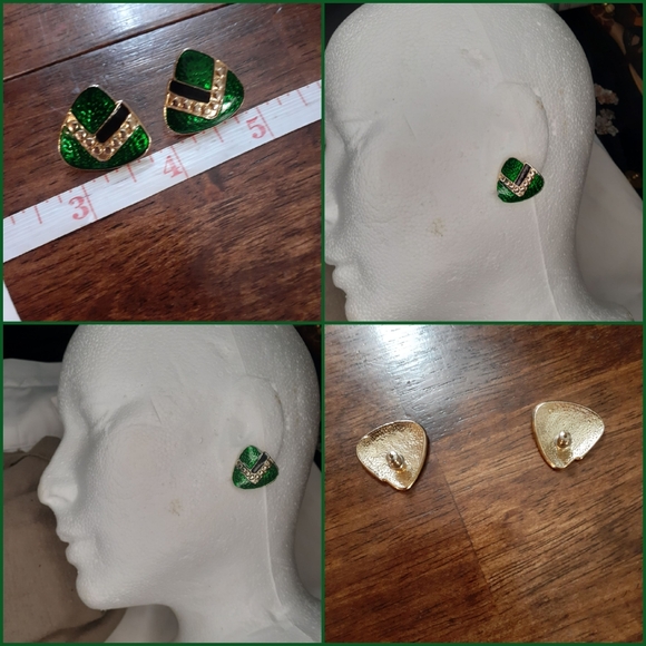 Vtg 80's Triangle V Earrings - Picture 9 of 9